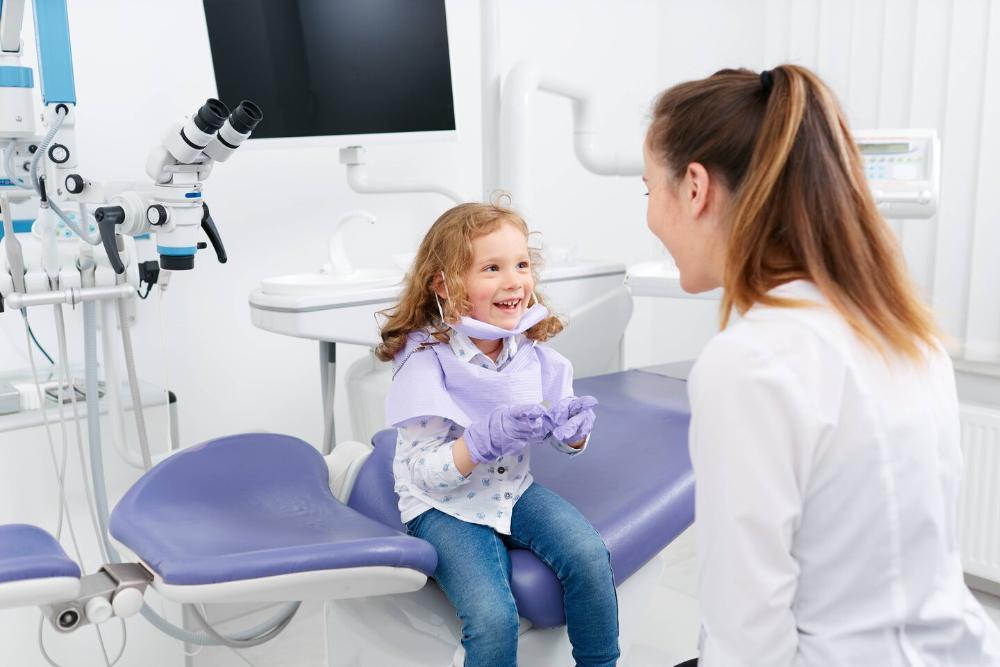 Child smiling during dental check up