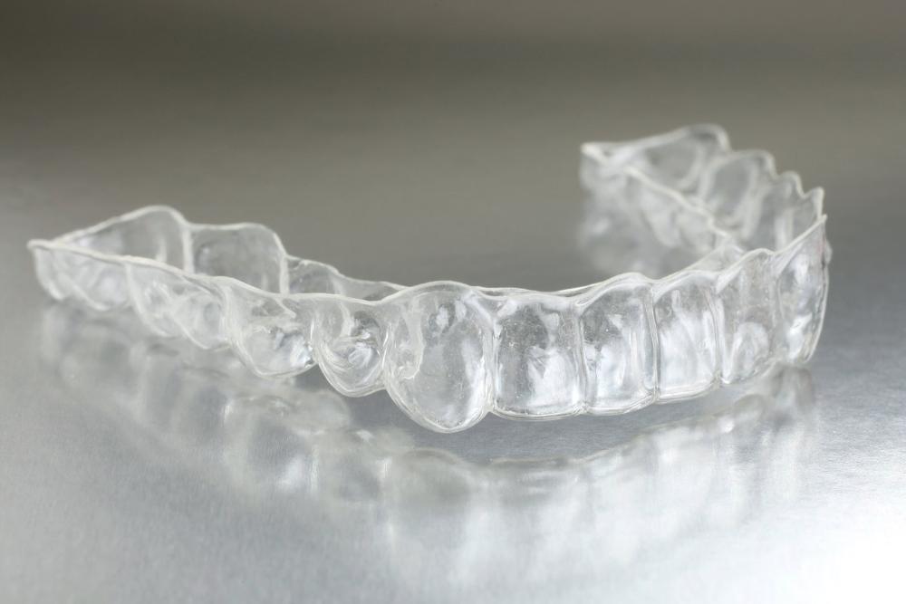 clear braces on a gray background