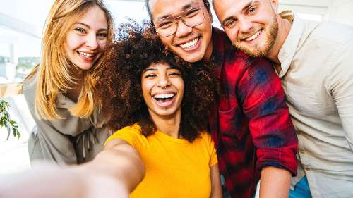 group of friends taking a selfie in toronto