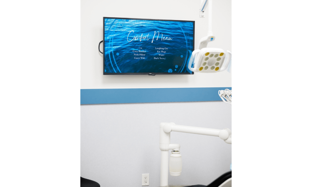 Patient comfort menu displayed in a etobicoke dental treatment room