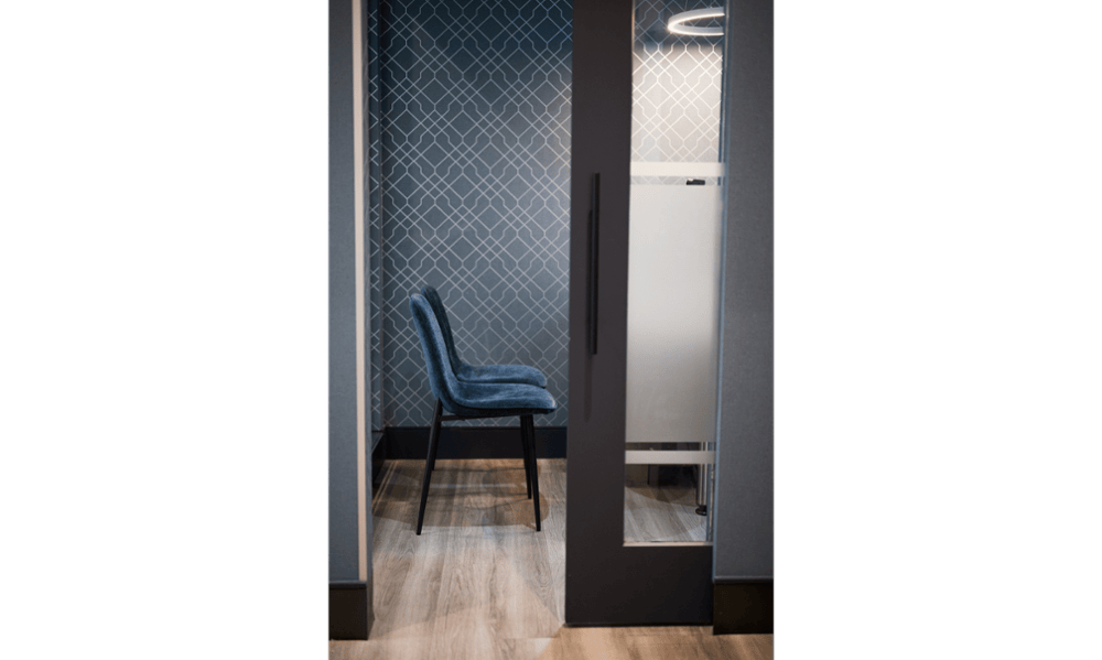 Private consultation room with seating at Toronto Lakeshore Dental in etobicoke